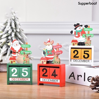 Ready Stock/✾№✸Christmas Wooden Elk Santa Snowman Calendar Table Display Mold Gift