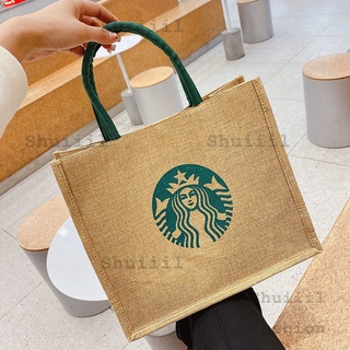 Shuiiil Large capacity shoulder bag female abaca fashion simple linen bag Canvas Tote Bag