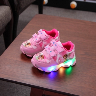 Frozen Shoes Flash Light Shoes LED Lights Aisha Girls Light Up Princess Shoes Luminous Shoes Children's Shoes