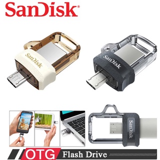 Sandisk OTG 256GB Dual Drive USB Flash Drive USB m3.0 CLEAR 32GB 64GB 128GB【Black/Gold】- OTG910X