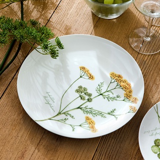 Nordic Plant Pattern Dish White Porcelain Dinner Plate Creative Fruit Steak Plate Ceramic Dessert