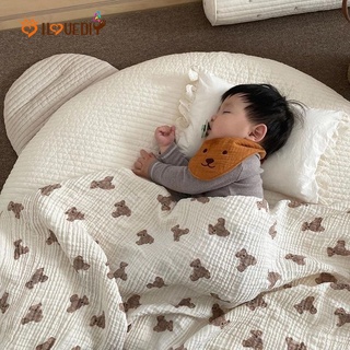 1Piece New Baby Double Gauze Bear Print Cotton Blanket / Newborn Unisex Cute Sleeping Blanket