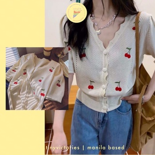 [MNL Based] Cherry embroidered knitted top cardigan