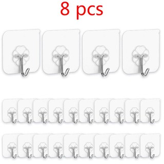8Pcs Ready Stock Hook Transparent Wall-mounted Wall Hook Suitable for Families