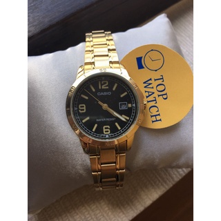 Casio LTPV004 Ladies Analog Gold Watch Gold Dial LTP-V004G-1B 5vv
