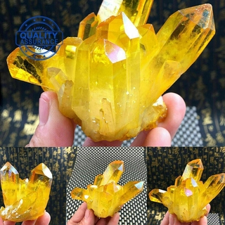 100G Natural Citrine Amethyst Crystal Yellow Quartz Cluster Decoration Gem D5T0