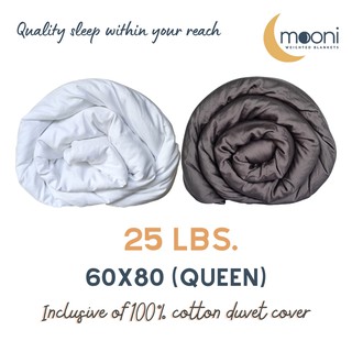 25 lbs. Mooni Weighted Blanket with FREE cotton cover - Queen Size (80 x 60) uixL