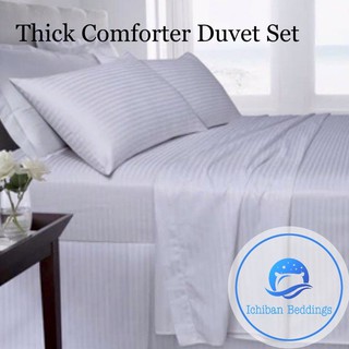 5in1 Plain White Comforter Duvet Set
