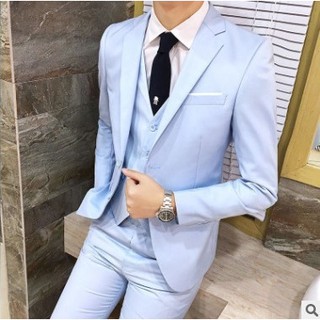 Male 3 Piece Suit Set Mens Formal Suits Groom Wedding Dress Suit for Men S-6XL (4)