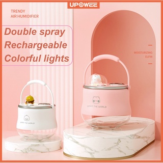 Wireless Rechargeable Humidifier 400ml Ultrasonic Home Air Humidifier Purifier Portable LED Lights
