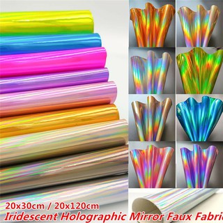Iridescent Holographic Rainbow Pu Leather Fabric Laser Fabric Hair Bow Diy Material Bag Shoes Clothes Crafts Fabric