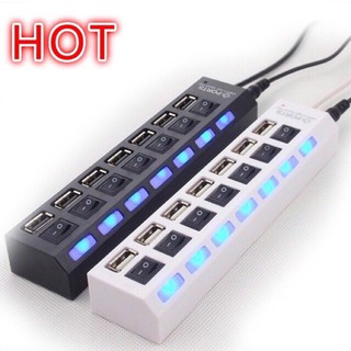 USB 2.0 7 Port Hub High Speed With Switch With LED Lights