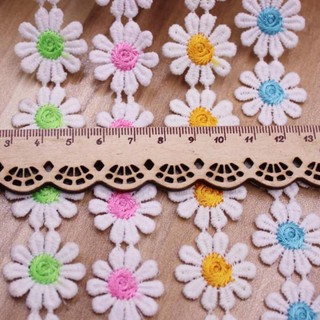 Embroidered Daisy Lace Trim Flower for Sewing Dressmaking Edging 3 Yard 25mm
