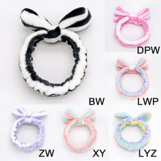 ✨felicelife✨Autumn Winter New Fashion Simple Thick Plush Bow Striped Wash Face Peach Hairband Women (2)