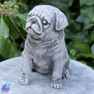 Pug Statue Garden Decor Simulation Puppy Resin Ornament for Home Yard Garden Decoration (3)