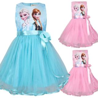 Kids Frozen Princess Dress Cosplay Party Girls Anna Elsa Costume