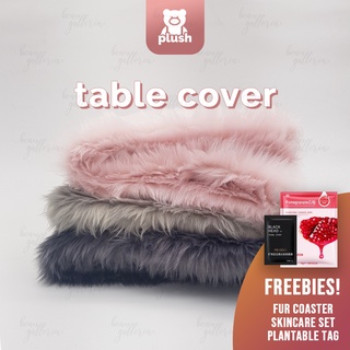 Plush Faux Fur Fabric for vanity study work station table seat cover runner flatlay Beau Galleria
