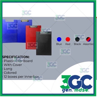 Plastic Clip Board w/ cover Color: Blue/ Red/ Black LONG/FC