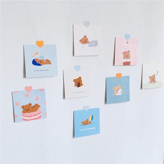 Cake Bear Square Card Set 8 Sheets Korean Ins Cute Cartoon Postcard Decorative Background Girl Room Wall Sticker