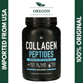 Sports Research Collagen Peptides Hydrolyzed Type I & III Collagen Powder Unflavored 907 grams 32 oz