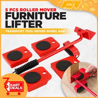 5pcs Heavy Duty Furniture Lifter Mover Transport Tool 1 Roller Mover Wheel Bar For Lifting Moving Fu