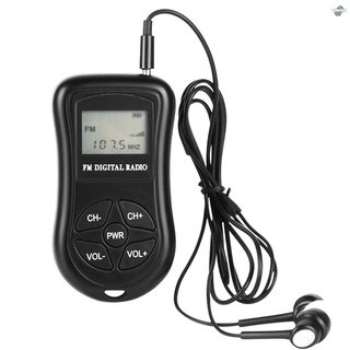 KDKA-600 Mini FM Stereo Radio Portable Digital DSP Receiver with 1.15 Inch LCD Display Screen Lanyard 60-108MHz Receiving Frequency Black