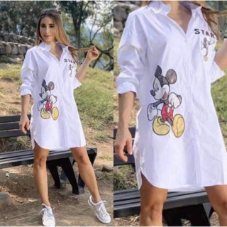 iQian Fashion Polo Long sleeves Mickey Design Dress