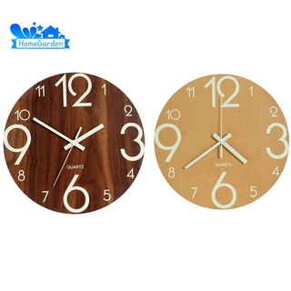 Luminous Wall Clock,12 Inch Wooden Silent Non-Ticking Kitchen Wall Clocks With Night Lights For Indoor/Outdoor Living Room Bedroom Decor Battery Operated(Brown)