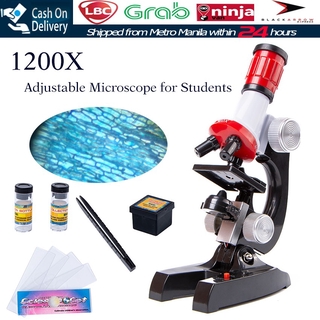 [ ]1200X Microscope Kit Lab LED Home School Science Educational Kids Toy Gift Refined Biological M0