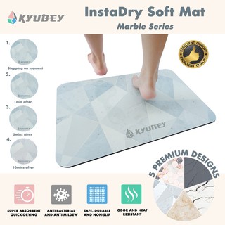 【Ready Stock】℗◎☞Kyubey InstaDry Home/Bath Soft Mat (MARBLE SERIES) - Strong Absorption, Non Slip, As