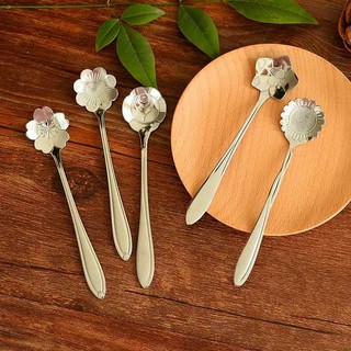 【READY STOCK】Creative golden rose stainless steel spoon coffee dessert milk powder honey spoon long handle mixing spoon (2)