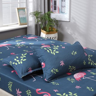 3 in 1 Bed Sheet Pillowcase Flamingo Cartoon Printed Fitted Sheet Mattress Protector Bedsheet Set (5)