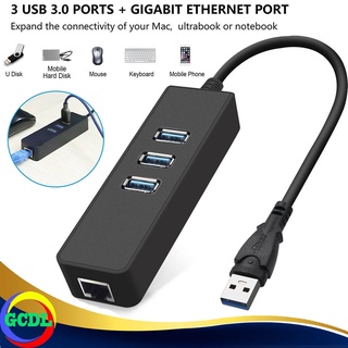 Extra Sweet 3 Ports USB 3.0 Gigabit Ethernet Lan RJ45 Network Adapter Hub To 1000Mbps Ktjx
