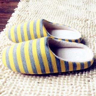 ☆FY☆Winter Warm Soft Plush Indoor Home Floor Anti-skid Slippers Striped Cloth