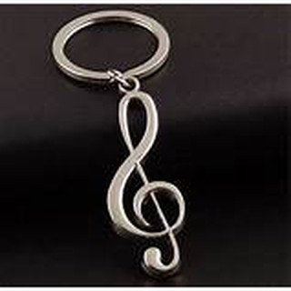 Keychain musical note silver keyring pendant