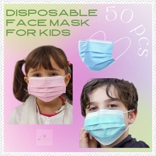 [ With Box ] 50PCS-Kids Mask 3Ply Disposable Surgical face Mask