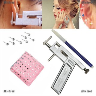 ARichred♥ Steel Ear Nose Navel Body Piercing Gun With 98x Studs Tool Kit Set Professional