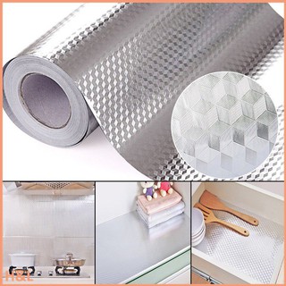 Aluminum Foil Self Adhesive Waterproof Wallpaper DIY Home Kitchen