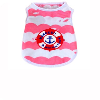 Anchor W/ Stripes Sleeveless Shirt (Pink) Dog Clothes (1)
