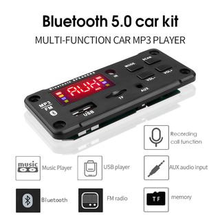 【Ready Stock】▨✔✚12V Car Bluetooth 5.0 MP3 Player Big Color Screen Module WMA Decoder Board USB TF FM