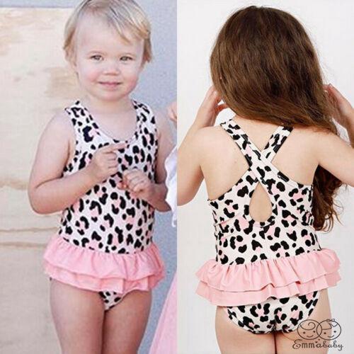 Emmababy Toddler Kids Baby Girls Summer Swimwear Leopard Ruffle