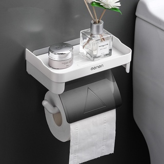 Wall Mounted Toilet Paper Holder Tissue Roll Holder With Phone Storage Shelf Bathroom Accessories