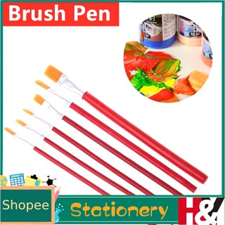 6pcs Red Nylon Acrylic Painting Brush Pen Drawing Oil poster Paint Watercolor Brushes Pen