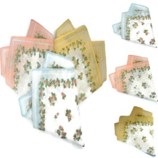Women Ladies Light Color Daily Pocket Square Floral Handkerchief (1)