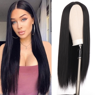 Long Straight Synthetic Black Middle Part Wig Heat-Resistant Fiber Two-Tone Cosplay Wig Party/Daily Wig For Women