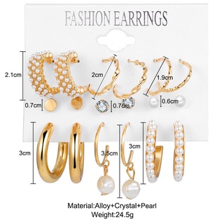 Pearl Earring Set Crystal Tassel Elegant Oversized Stud Earrings Women Jewelry Fashion Accessories (7)
