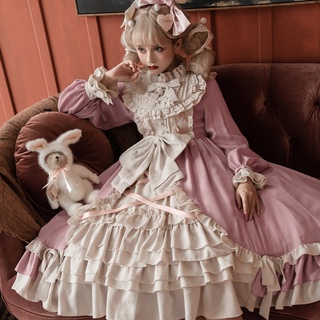 【Cute maid lolita dress lolita cosplay costume】Autumn Winter Elegant Vintage Lolita Sweet Op Loli Fr