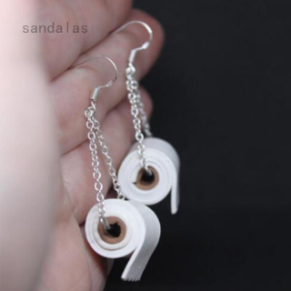 Fashionable personality Toilet Paper Shaped Roll Earrings