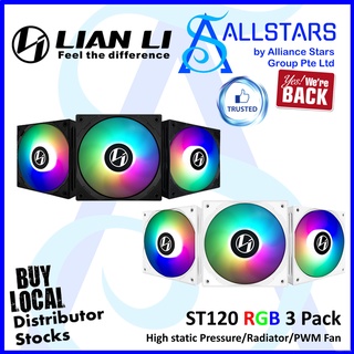 (ALLSTARS : We are Back / DIY PROMO) Lian Li ST120 3piecs Pack / 800-1900 PWM 120mm Fan / with Controller (Choice of Black or White) (Warranty with Corbell) 4D9m