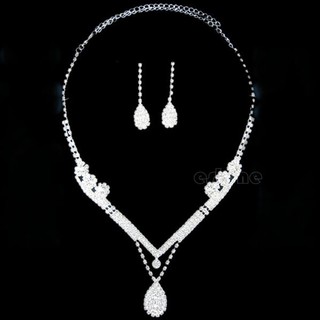xi*Hot Prom Wedding Bridal Party Crystal Rhinestone Necklace Earring Jewelry Sets